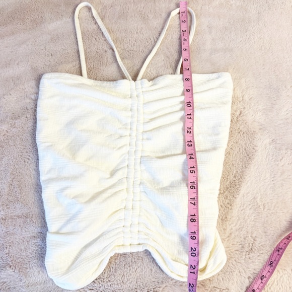 NWT ANTHROPOLOGIE Pilcro Ruched Ribbed Halter Top Cream Colored Size Small - Picture 7 of 8
